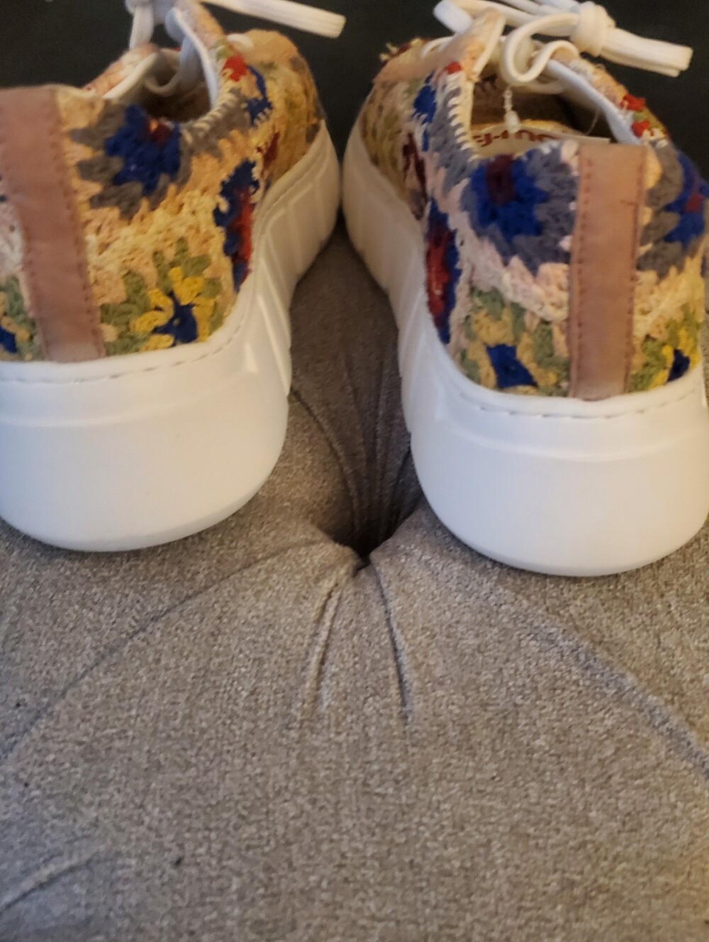 Free People Catch Me If You Can Woven Crochet Lace-Up Sneakers - Multicolor NWT - Picture 4 of 12